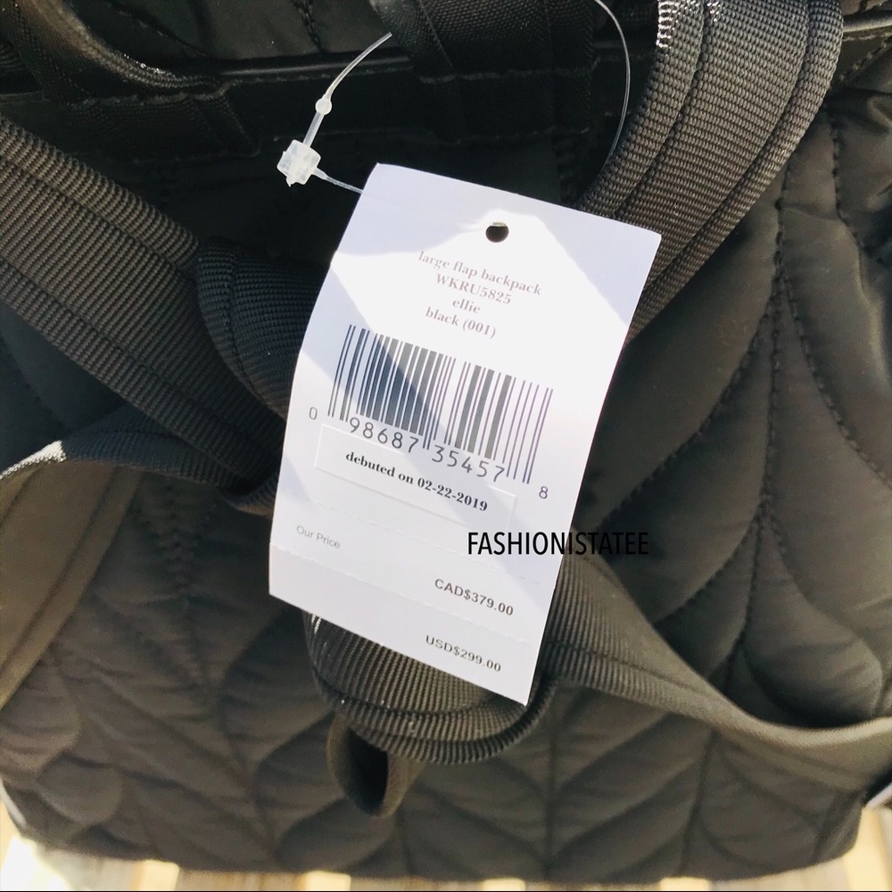 KATE SPADE Ellie Large Flap Quilted Backpack Black - Picture 7 of 8